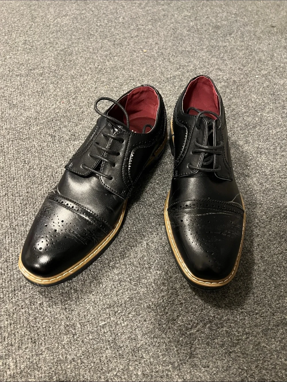 Men's Black Wingtip Oxfords with Contrast Welt